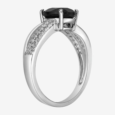 Womens Genuine Black Onyx Sterling Silver Cocktail Ring