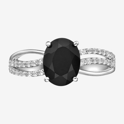 Womens Genuine Black Onyx Sterling Silver Cocktail Ring