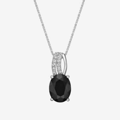 Womens Genuine Black Onyx Sterling Silver 18 Inch Pendant Necklace