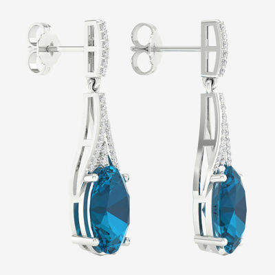 Genuine Blue Topaz Sterling Silver Drop Earrings