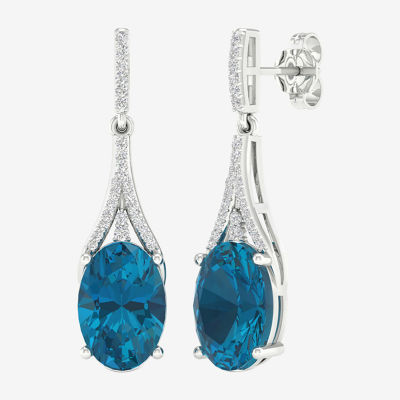 Genuine Blue Topaz Sterling Silver Drop Earrings