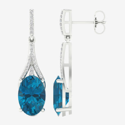 Genuine Blue Topaz Sterling Silver Drop Earrings