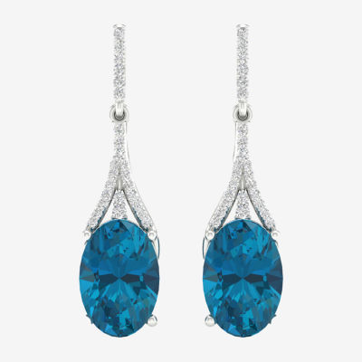 Genuine Blue Topaz Sterling Silver Drop Earrings