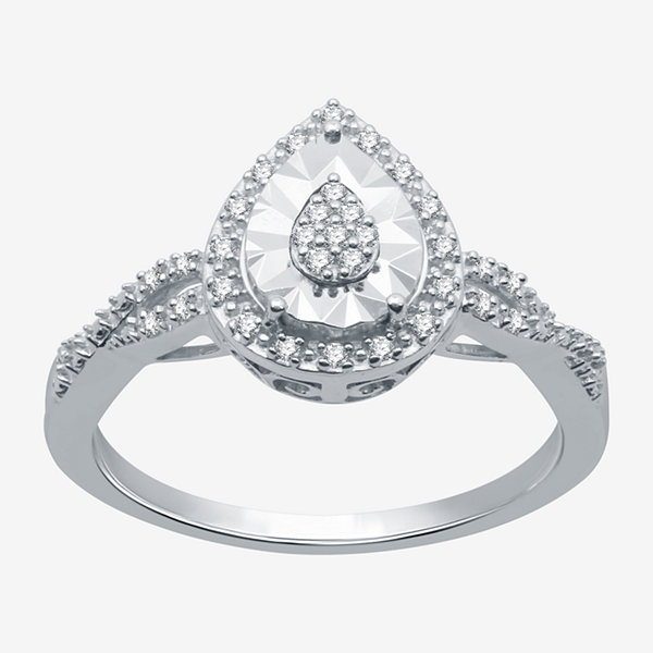 Limited Time Special! Womens 1/10 CT. T.W. Genuine Diamond Sterling Silver Pear Cocktail Ring