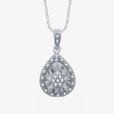 Limited Time Special! Womens 1/10 CT. T.W. Genuine Diamond Sterling Silver Pear Pendant Necklace