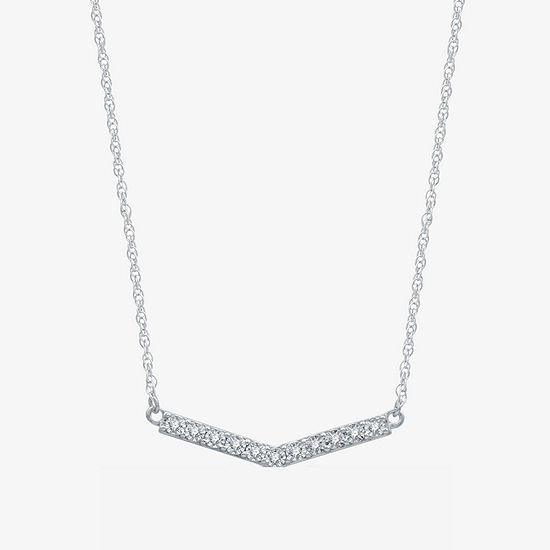 Limited Time Special! Womens 1/10 CT. T.W. Genuine Diamond Sterling Silver Chevron Necklaces