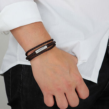 Magnetic Leather Bracelet - Black BLK-7.25
