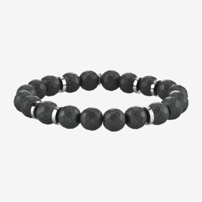 Mens Stainless Steel Beaded Bracelet