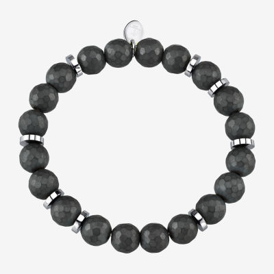 Mens Stainless Steel Beaded Bracelet