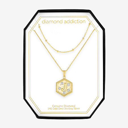 Diamond Addiction Intial "A" Womens 2-pc. Diamond Accent Genuine White Diamond 14K Gold Over Silver Pendant Necklace Set, One Size, J