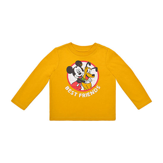 Okie Dokie Baby Boys Crew Neck Mickey and Friends Long Sleeve Graphic T-Shirt
