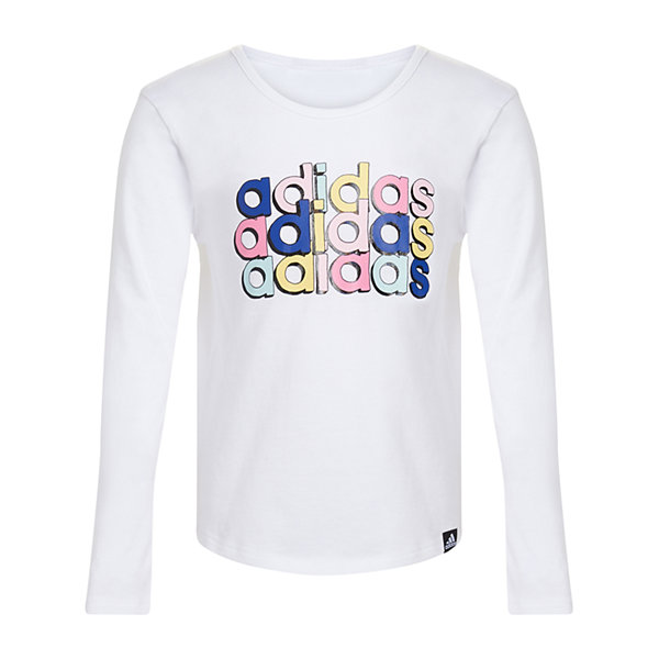 adidas Big Girls Scoop Neck Long Sleeve Graphic T-Shirt