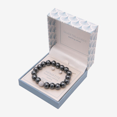 Silver Treasures Bracelet & Stud Earring Genuine Stone Red Sterling 2-pc. Jewelry Set