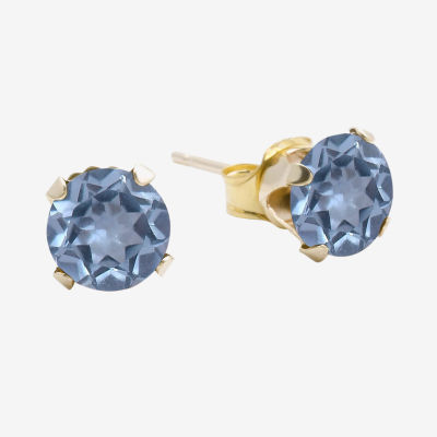 Gemstone 10K Gold 6mm Round Stud Earrings