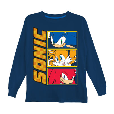 Little & Big Boys Crew Neck Long Sleeve Sonic the Hedgehog Graphic T-Shirt