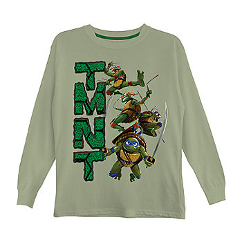 Little & Big Boys Crew Neck Teenage Mutant Ninja Turtles Long Sleeve  Graphic T-Shirt, Color: Olive - JCPenney