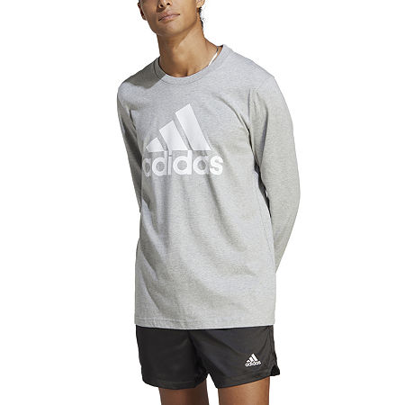 adidas Mens Crew Neck Long Sleeve T-Shirt, X-large, Gray