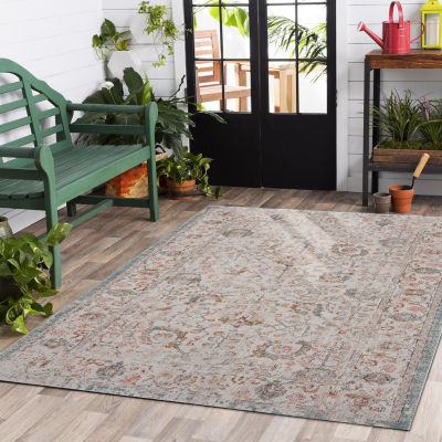 Anica Traditional Floral Filigree Indoor Outdoor Rectangular Area Rug