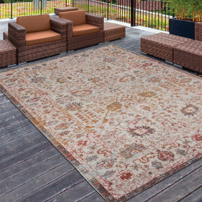 Anica Traditional Floral Filigree Indoor Outdoor Rectangular Area Rug
