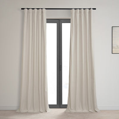 Exclusive Fabrics & Furnishing Dune Textured Cotton Hotel Rod Pocket Back Tab 100% Blackout Single Curtain Panels