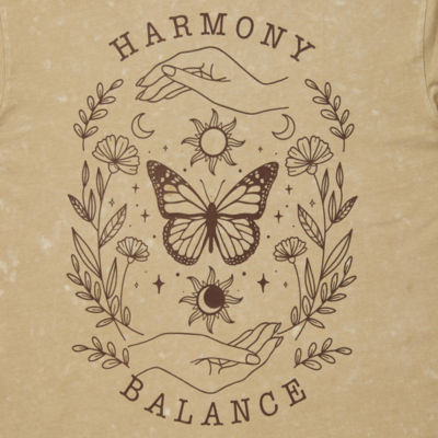 Juniors Harmony And Balance Boyfriend Womens Crew Neck Short Sleeve Graphic T-Shirt