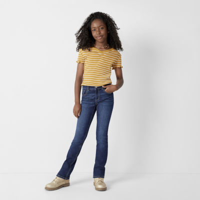 Thereabouts Little & Big Girls Adjustable Waist Stretch Fabric Superflex Mid Rise Regular Fit Bootcut Jean