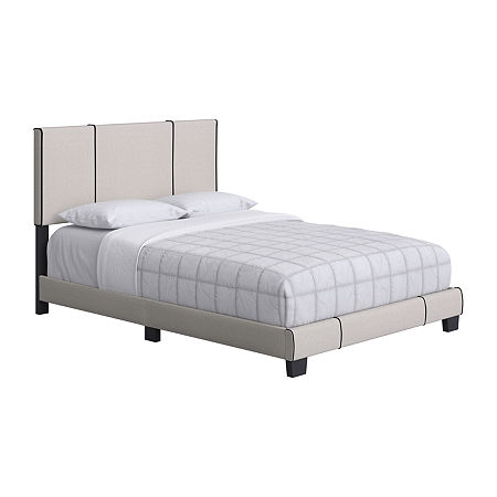 LUCENA UPHOLSTERED PLATFORM BED, One Size, Beige