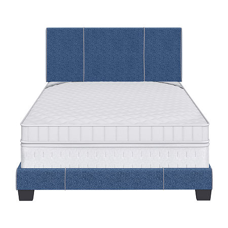 LUCENA UPHOLSTERED PLATFORM BED, One Size, Blue