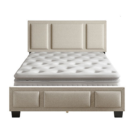 Triiptych Upholstered Platform Bed, One Size, White