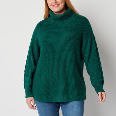 St. John's Bay Plus Womens Turtleneck Long Sleeve Pullover Sweater