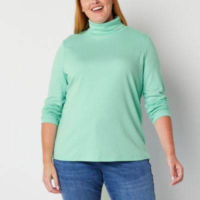 St. John's Bay Womens Plus Turtleneck Long Sleeve TShirt JCPenney