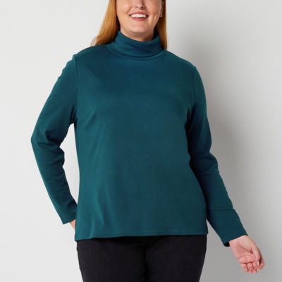 St. John's Bay Womens Plus Turtleneck Long Sleeve TShirt JCPenney