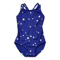 Outdoor Oasis Cross Back One Piece Baby Baby Girls Star One Piece Swimsuit, 3-6 Months, Blue