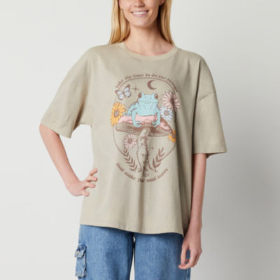 MAD ENGINE Juniors The Mushroom And Frog Boyfriend Womens Crew Neck Elbow  Sleeve Graphic T-Shirt | Dulles Town Center