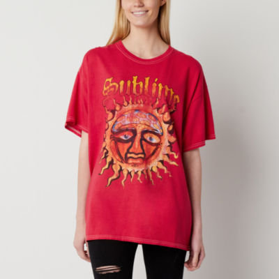 New World Juniors Sublime Long Beach Sun Oversized Womens Crew Neck Short Sleeve Graphic T-Shirt