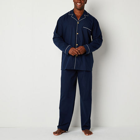 Stafford Modal Mens Long Sleeve 2-pc. Pajama Sets, Medium Tall, Blue