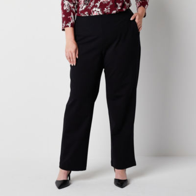 Liz Claiborne-Plus Womens Mid Rise Straight Pull-On Pants