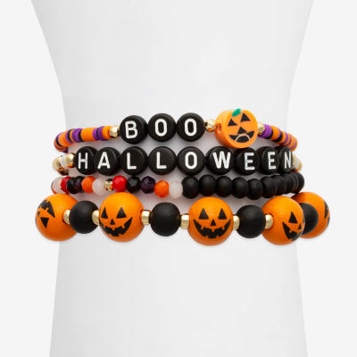 Mixit Halloween Boo Pumpkin 3-pc. Glass 6 1/2 Inch Bracelet Set