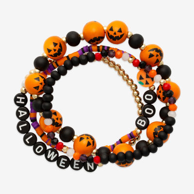 Mixit Halloween Boo Pumpkin 3-pc. Glass 6 1/2 Inch Bracelet Set