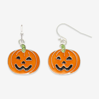 Mixit Halloween Pumpkin Glass Drop Earrings