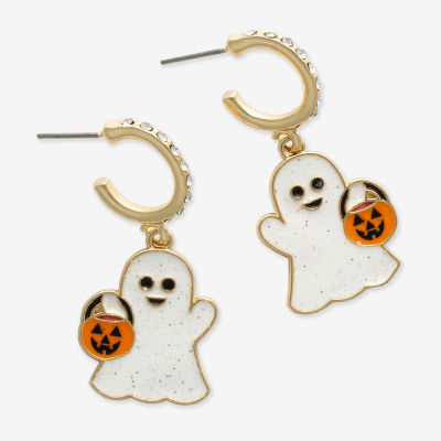 Mixit Halloween Ghost Huggie Glass Drop Earrings