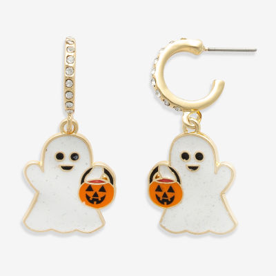 Mixit Halloween Ghost Huggie Glass Drop Earrings