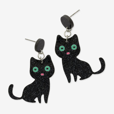 Mixit Halloween Black Cat Drop Earrings