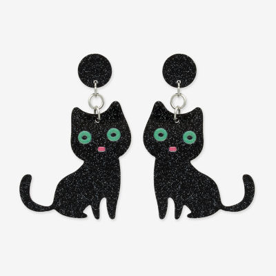 Mixit Halloween Black Cat Drop Earrings