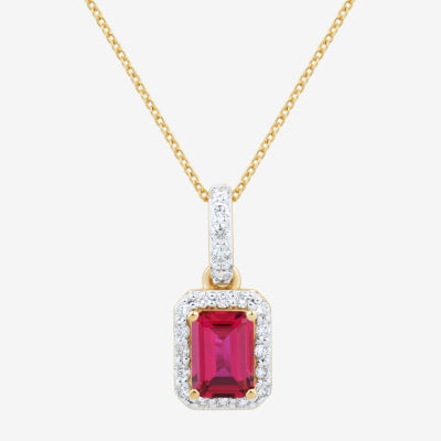 Womens 1/4 CT. T.W. Lab Created Red Ruby 10K Gold Pendant Necklace