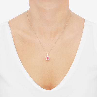 Womens 1/4 CT. T.W. Lab Created Red Ruby 10K Gold Pendant Necklace