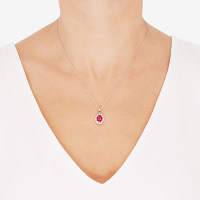 Lab Created Red Ruby Sterling Silver Oval Jewelry Set