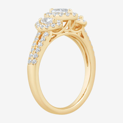 Love Lives Forever (H-I / Si1-Si2) Womens 1 CT. T.W. Lab Grown White Diamond 10K Gold Marquise Side Stone 3-Stone Engagement Ring