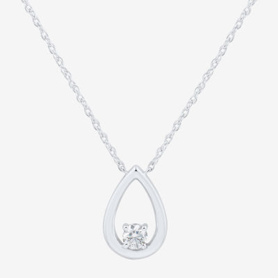 (Si1-Si2/ H-I) Womens 1/4 CT. T.W. Lab Grown White Diamond Sterling Silver Pear 18 Inch Pendant Necklace