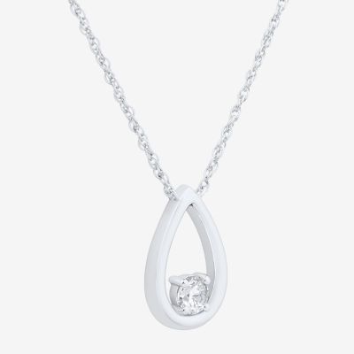 (Si1-Si2/ H-I) Womens 1/4 CT. T.W. Lab Grown White Diamond Sterling Silver Pear Pendant Necklace